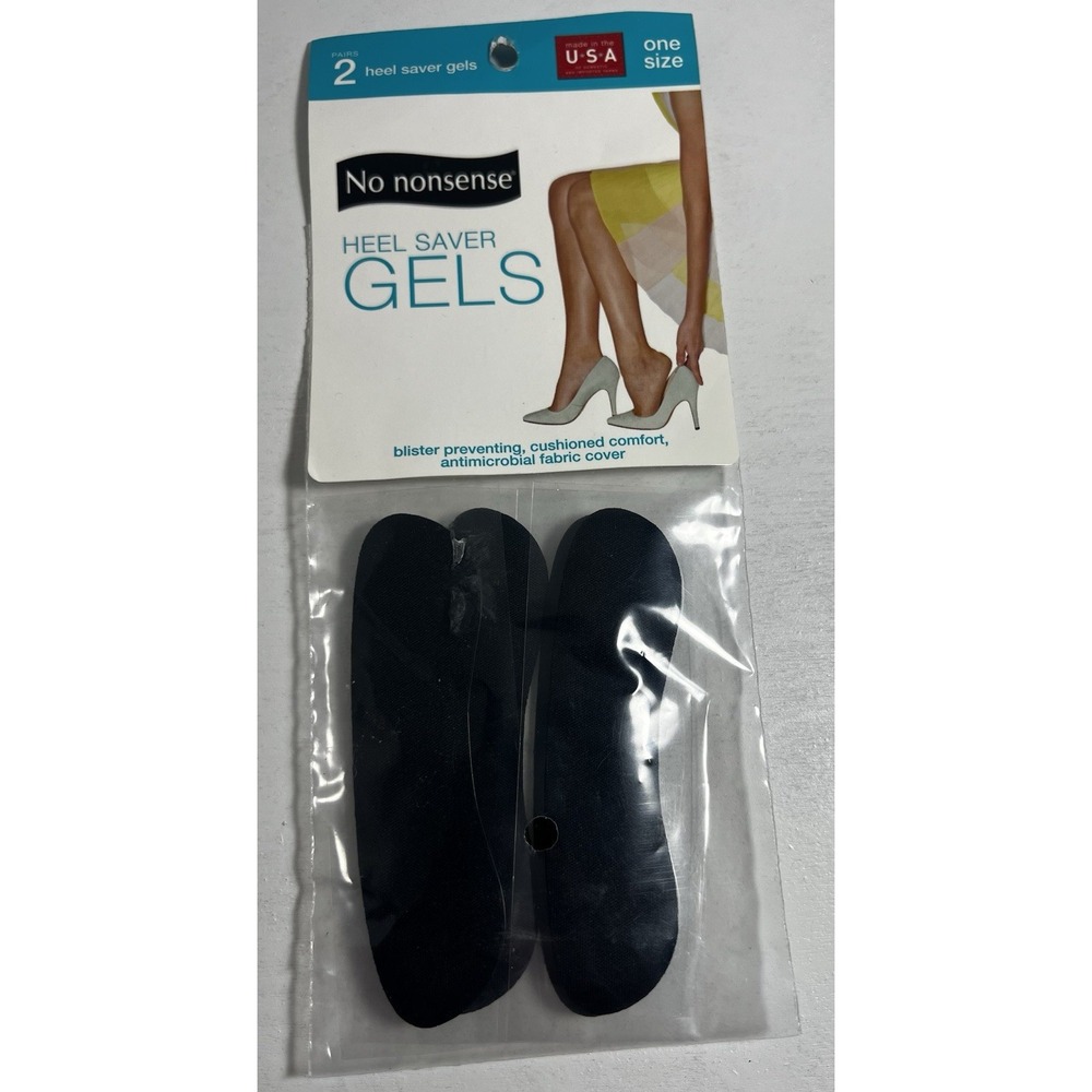 No Nonsense Heel Saver Gel Inserts One Size Black 2 Pairs Shoe Inserts